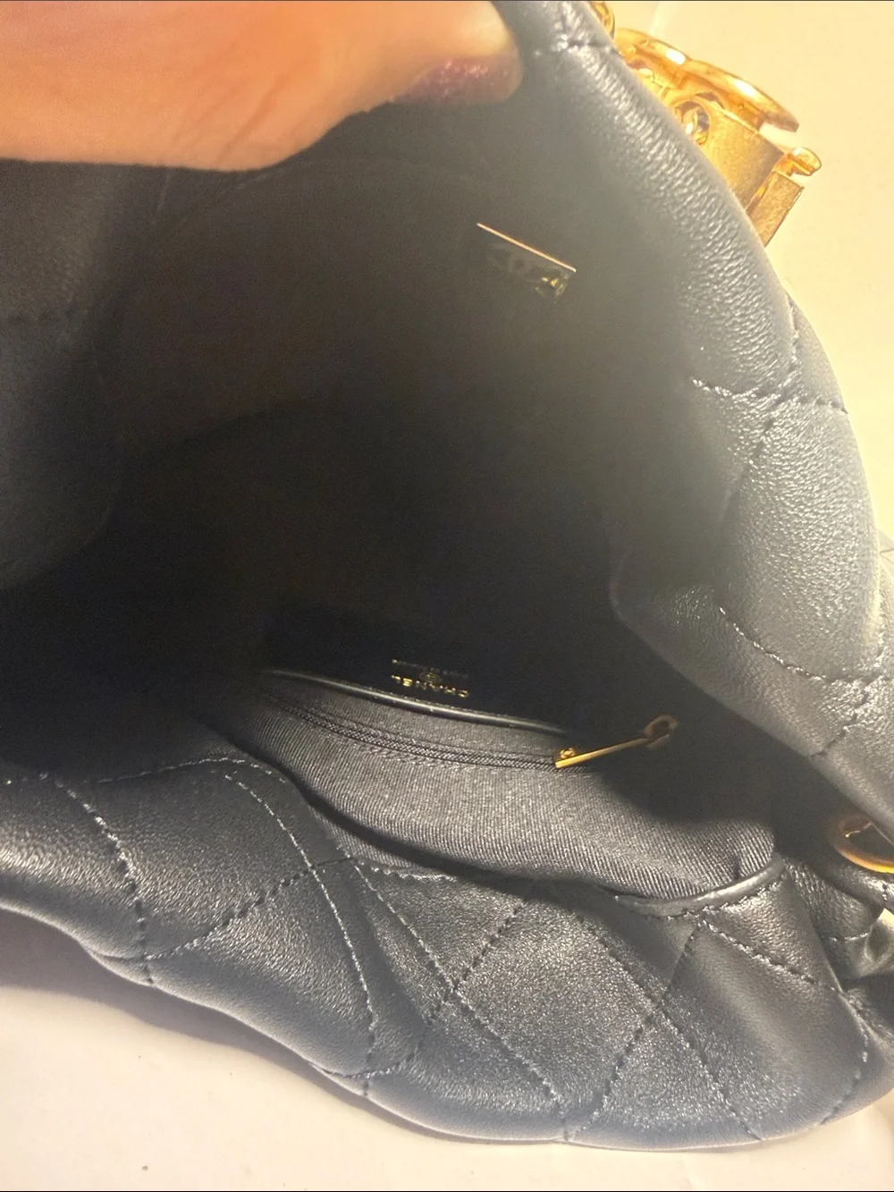 Black Quilted Leather Hobo with Gold Chain Accent
